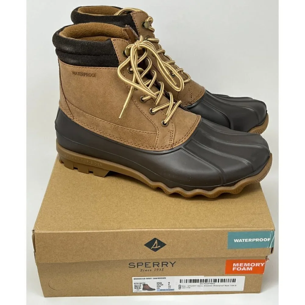 Sperry Brewster Waterproof Duck Boot with Memory Foam, Tan/Brown
